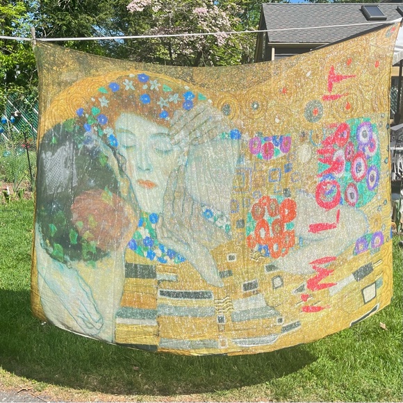 The Kiss -oversized Sheer + Sparkly SCARF. / Wrap - Gustav Klimt - silk blend - Picture 5 of 9
